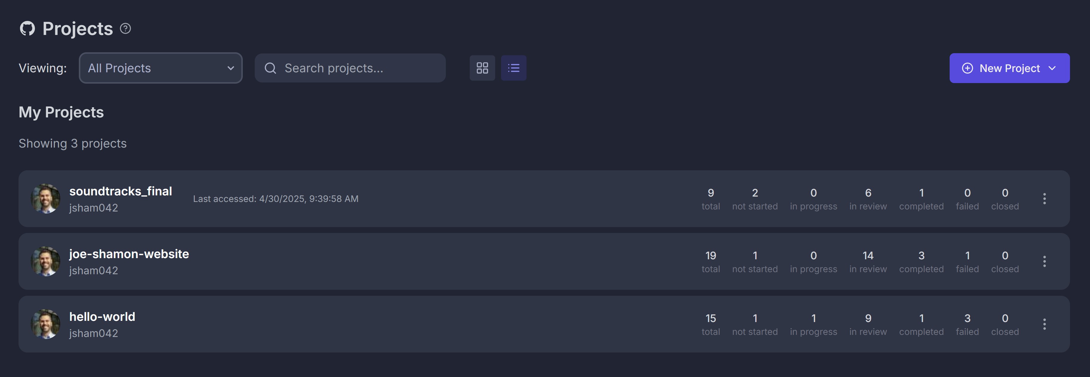 Repo dashboard